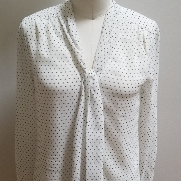 Jacob Brand White Button Down Polka Dot Blouse - Picture 4 of 11